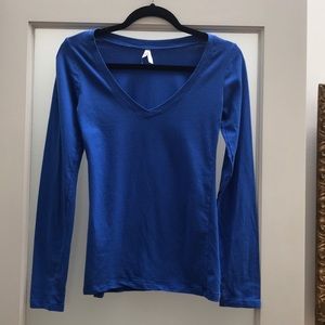 Royal Blue V Neck LS Tee